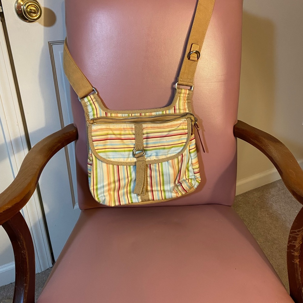 Fossil Classic Canvas Striped Crossbody Bag